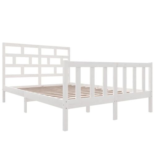Cadre De Lit Sans Matelas Blanc Bois Massif 160x200 Cm