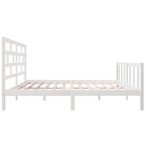 Cadre De Lit Sans Matelas Blanc Bois Massif 160x200 Cm