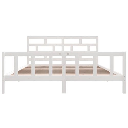 Cadre De Lit Sans Matelas Blanc Bois Massif 200x200 Cm