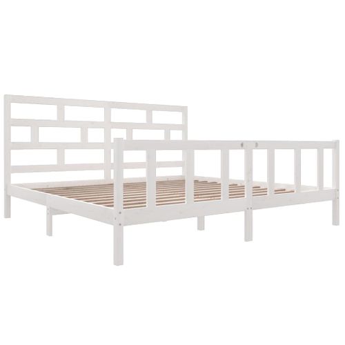 Cadre De Lit Sans Matelas Blanc Bois Massif 200x200 Cm