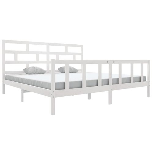 Cadre De Lit Sans Matelas Blanc Bois Massif 200x200 Cm