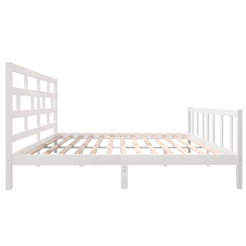 Cadre De Lit Sans Matelas Blanc Bois Massif 200x200 Cm