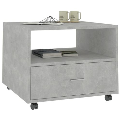 Table Basse Gris Béton 55x55x40 Cm Bois Contreplaqué