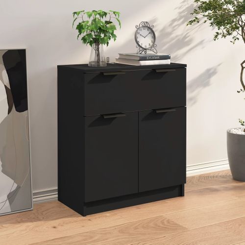 Buffet Noir 60x30x70 Cm Bois Contreplaqué
