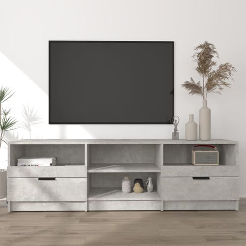 Meuble TV Gris Béton 150x33,5x45 Cm Bois Contreplaqué