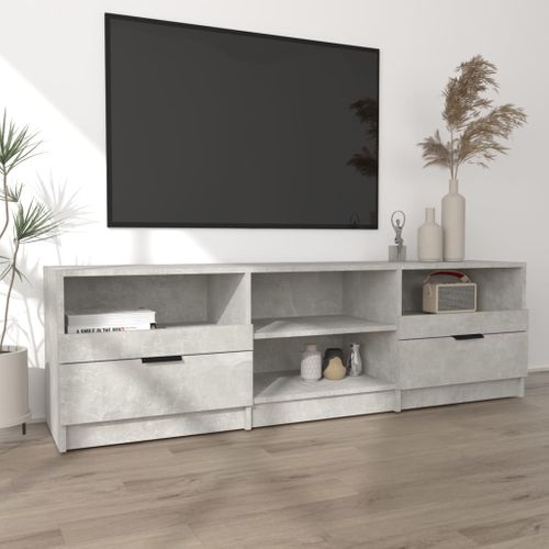 Meuble TV Gris Béton 150x33,5x45 Cm Bois Contreplaqué