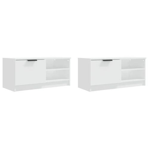 Meubles TV 2 Pièces Blanc 80x35x36,5 Cm Bois Contreplaqué