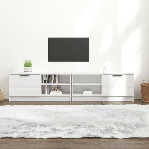 Meubles TV 2 Pièces Blanc Brillant 80x35x36,5 Cm Bois Contreplaqué