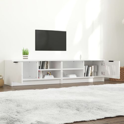 Meubles TV 2 Pièces Blanc Brillant 80x35x36,5 Cm Bois Contreplaqué