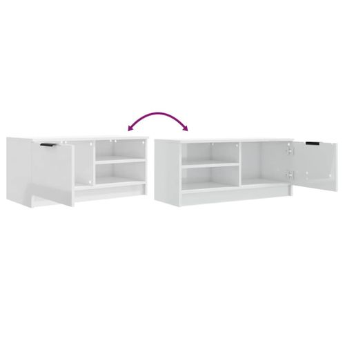 Meubles TV 2 Pièces Blanc Brillant 80x35x36,5 Cm Bois Contreplaqué