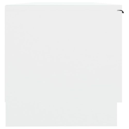 Meuble TV Blanc 102x35x36,5 Cm Bois Contreplaqué 2 Compartiments Fermés Ouverts