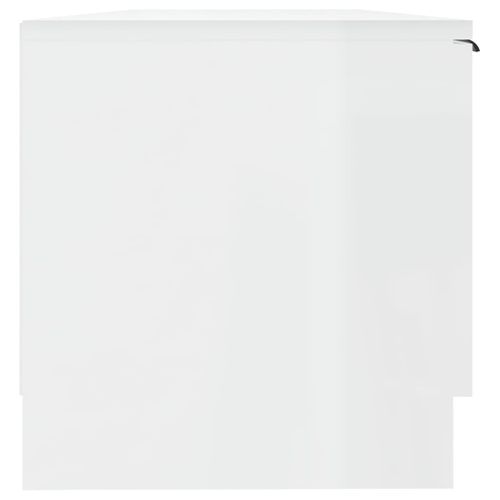 Meuble TV Blanc Brillant 102x35x36,5 Cm Bois Contreplaqué