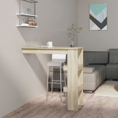 Table Bar Murale Chêne Sonoma 102x45x103,5 Cm Bois Contreplaqué