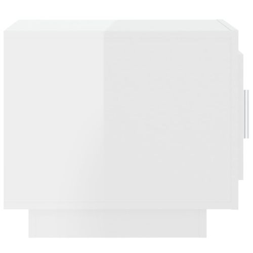 Table Basse Blanc Brillant 51x50x45 Cm Bois Contreplaqué