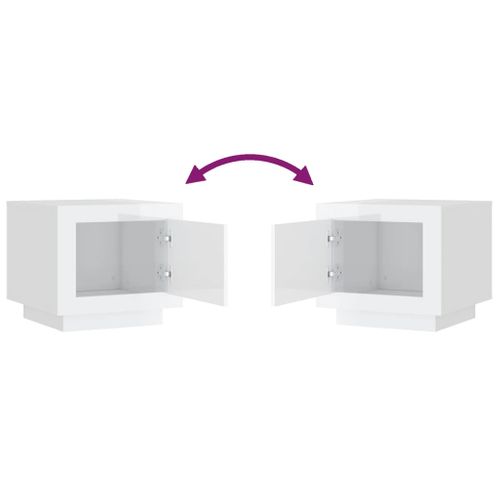 Table Basse Blanc Brillant 51x50x45 Cm Bois Contreplaqué