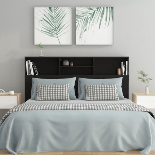 Armoire De Tête De Lit Lot 1 Bois Contreplaqué Noir 160x19x103,5 Cm Compact