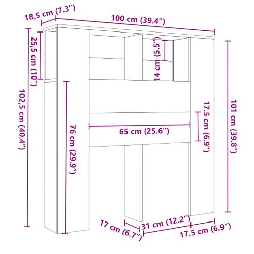 Armoire à Tête De Lit Blanc 100x18,5x102,5 Cm