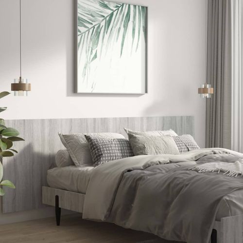 Tête De Lit Murale Sonoma Gris 240x1,5x80 Cm Bois Contreplaqué