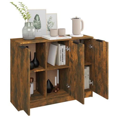 Buffet Chêne Fumé 90,5x30x70 Cm Bois Contreplaqué