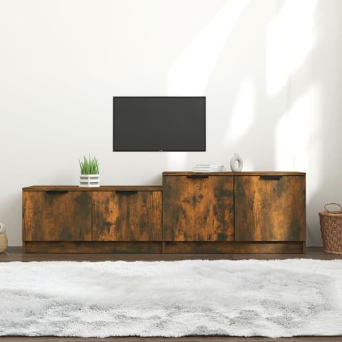 Meuble TV Chêne Fumé 158,5x36x45 Cm Bois Contreplaqué