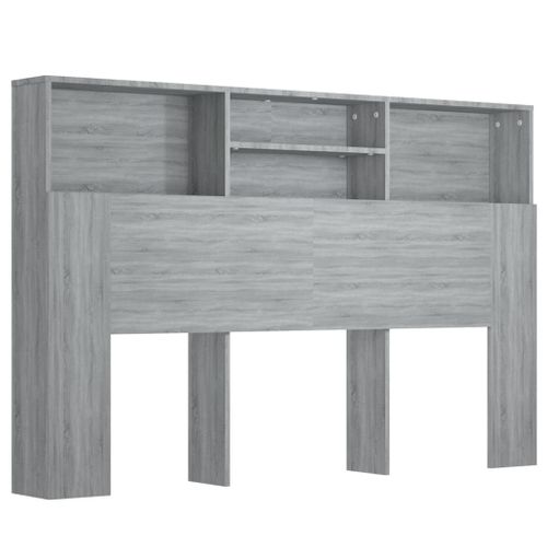 Armoire De Tête De Lit Lot 1 Bois Contreplaqué Gris Sonoma 160x19x103,5 Cm Compact