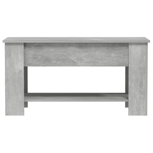 Table Basse 1 Plateau Relevable Gris Béton 101 X 49 X 52 Cm Avec Rangement Design Moderne