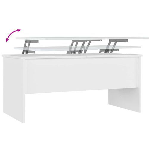 Table Basse Blanc 102x50,5x46,5 Cm Bois Contreplaqué