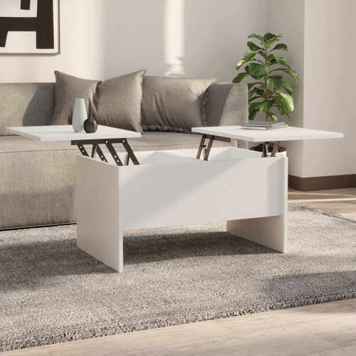 Table Basse Blanc 80x50x42,5 Cm Bois Contreplaqué