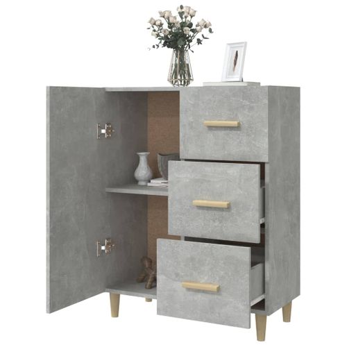 Buffet Gris Béton 69,5x34x90 Cm Bois Contreplaqué