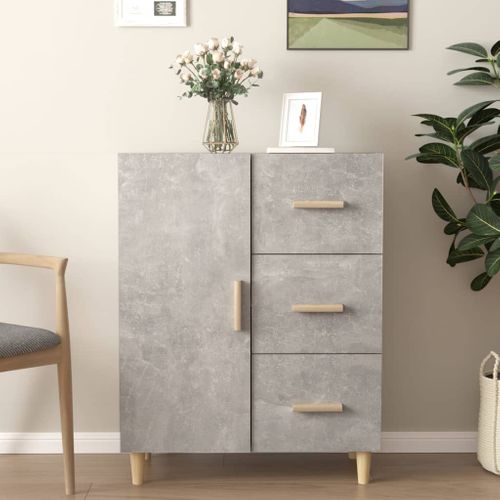 Buffet Gris Béton 69,5x34x90 Cm Bois Contreplaqué