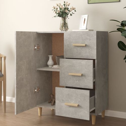 Buffet Gris Béton 69,5x34x90 Cm Bois Contreplaqué