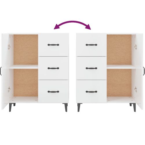 Buffet Blanc Brillant 69,5x34x90 Cm Bois Contreplaqué