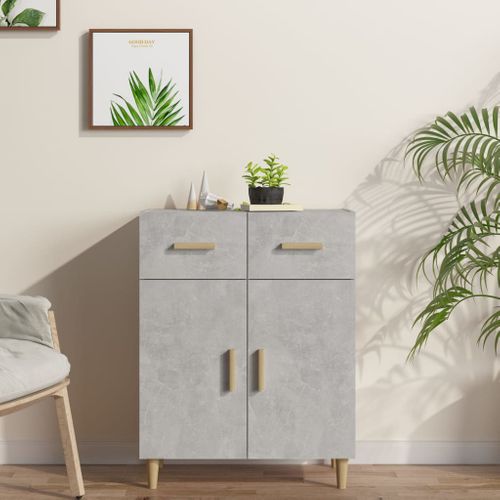 Buffet Gris Béton 69,5x34x89 Cm Bois Contreplaqué