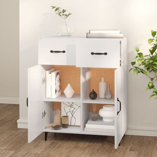 Buffet Blanc 69,5x34x90 Cm Bois Contreplaqué