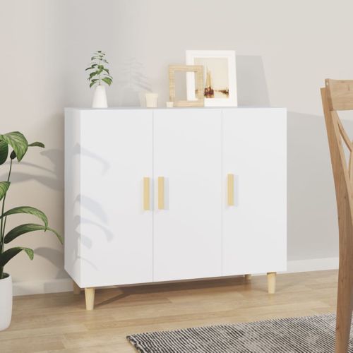 Buffet Blanc 90x34x80 Cm Bois Contreplaqué