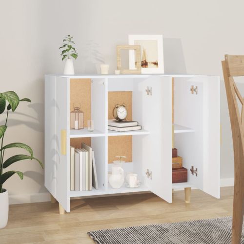 Buffet Blanc 90x34x80 Cm Bois Contreplaqué