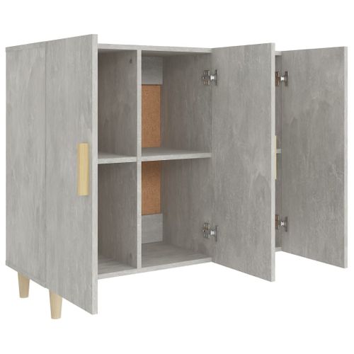 Buffet Gris Béton 90x34x80 Cm Bois Contreplaqué