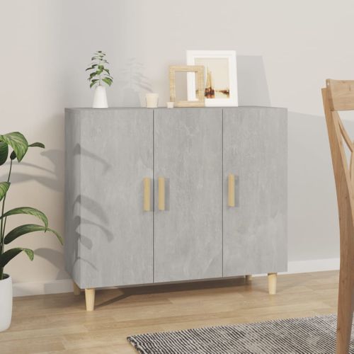 Buffet Gris Béton 90x34x80 Cm Bois Contreplaqué
