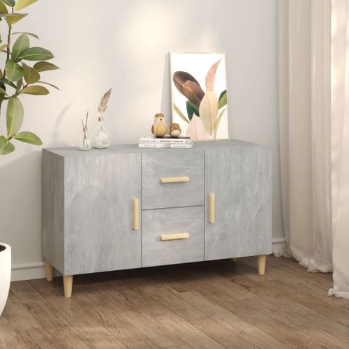 Buffet Gris Béton 100x36x60 Cm Bois Contreplaqué