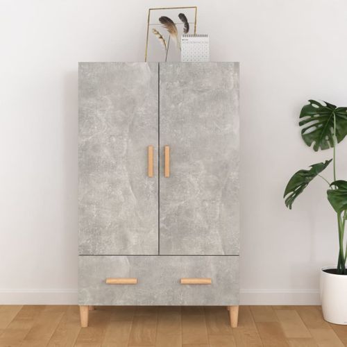 Buffet Haut Gris Béton 70x31x115 Cm Bois Contreplaqué