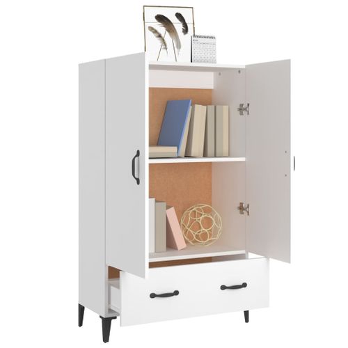 Buffet Haut Blanc 70x31x115 Cm Bois Contreplaqué