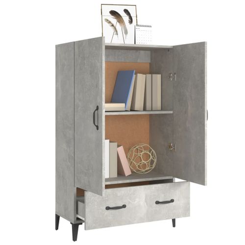 Buffet Haut Gris Béton 70x31x115 Cm Bois Contreplaqué