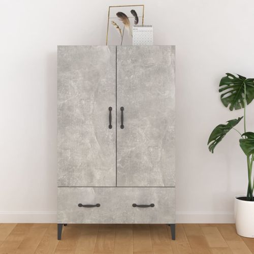 Buffet Haut Gris Béton 70x31x115 Cm Bois Contreplaqué