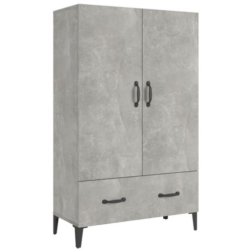 Buffet Haut Gris Béton 70x31x115 Cm Bois Contreplaqué