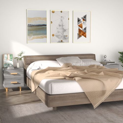 Tables De Chevet 2 Pièces Sonoma Gris 40x35x47,5 Cm