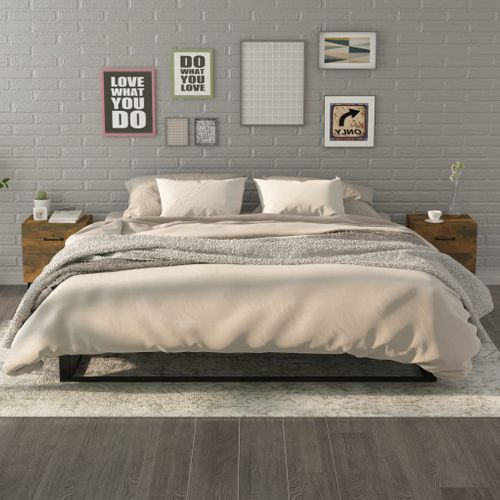 Tables De Chevet 2 Pièces Chêne Fumé 40x35x47,5 Cm