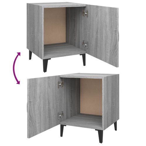 Tables De Chevet 2 Pièces Sonoma Gris Bois Contreplaqué