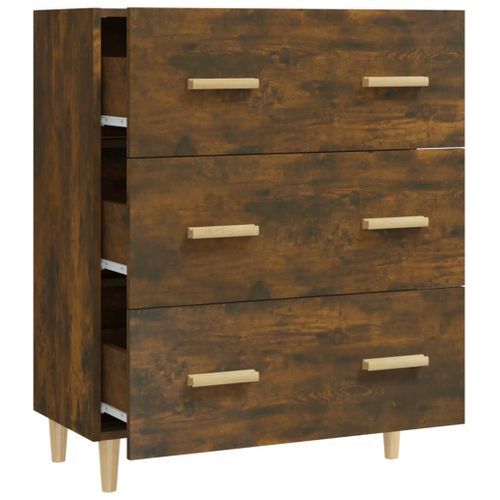 Buffet Chêne Fumé 70x34x90 Cm Bois Contreplaqué