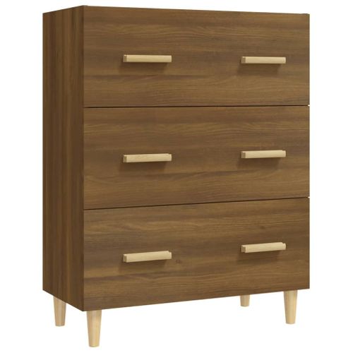 Buffet Chêne Marron 70x34x90 Cm Bois Contreplaqué