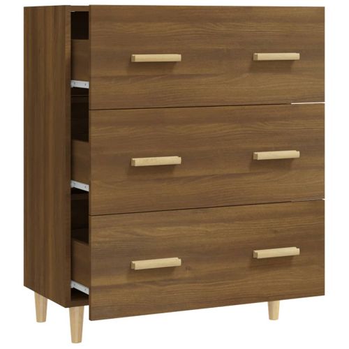 Buffet Chêne Marron 70x34x90 Cm Bois Contreplaqué